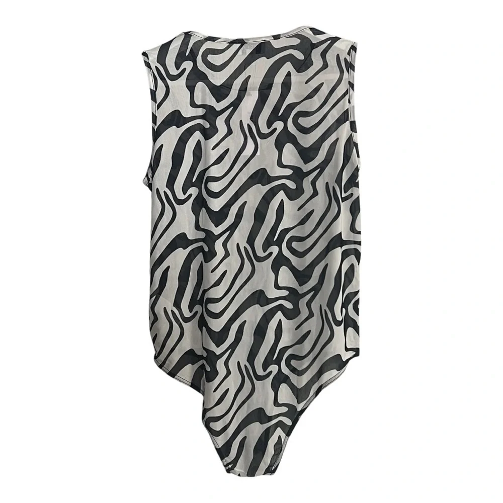 Terea Black & White Zebra Print Sleeveless Mesh Bodysuit Size XL New with Tag - Picture 5 of 8